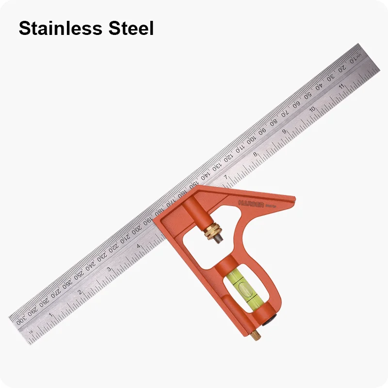 ESCUADRA ESTÁNDAR — ESCUADRA ANGULAR DE ACERO INOXIDABLE CON MANGO DE ALUMINIO 300mm (12") - HARDEN