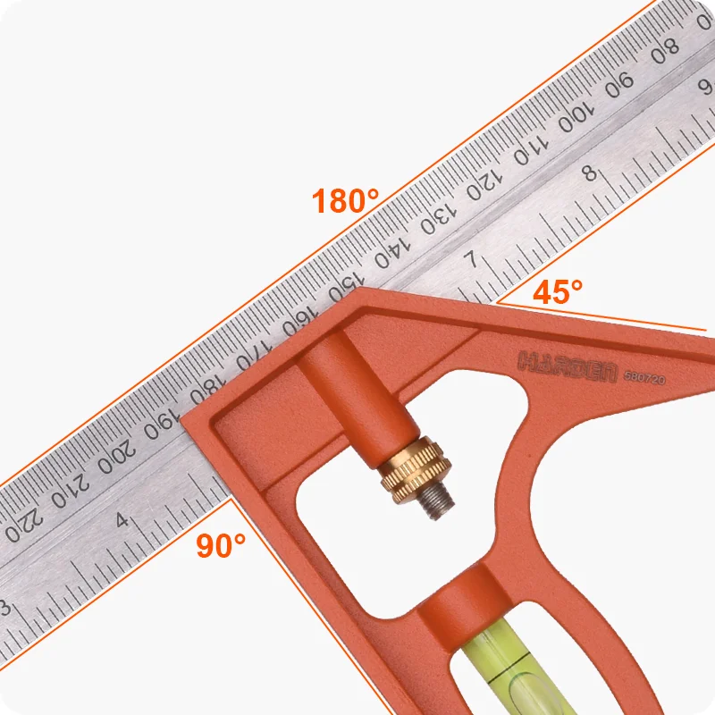 ESCUADRA ESTÁNDAR — ESCUADRA ANGULAR DE ACERO INOXIDABLE CON MANGO DE ALUMINIO 300mm (12") - HARDEN