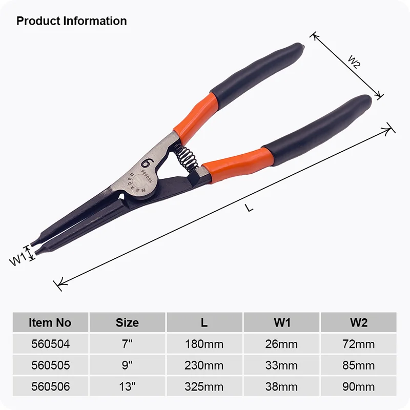 PINZA PARA ABRAZADERA EXTERNA — PINZA RECTA PARA ANILLOS DE RETENCION EXTERNO 7" - HARDEN
