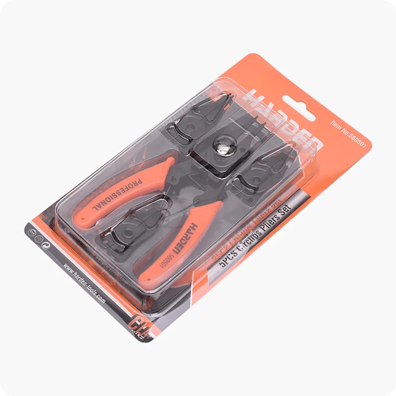 ALICATE P/ ABRAZADERAS D/ CABEZALES INTERCAMBIABLES — PINZA PARA ANILLOS DE RETENSION CON CABEZALES INTERCAMBIABLES 5PZS - HARDEN