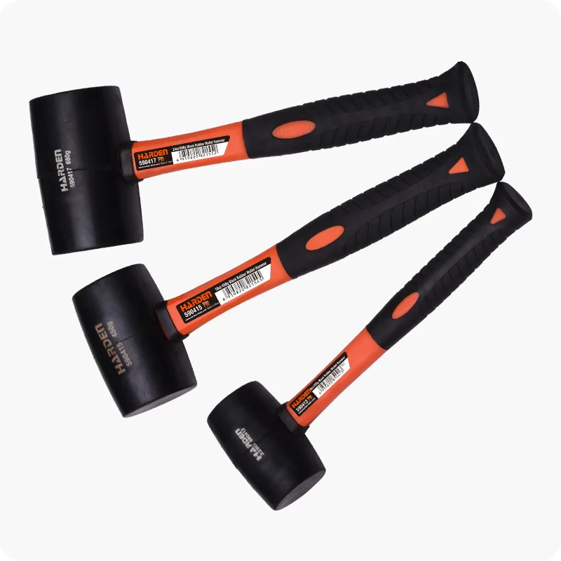 MAZO DE GOMA — MAZO DE GOMA NEGRA MANGO DE FIBRA DE VIDRIO 225gr (8oz) - HARDEN