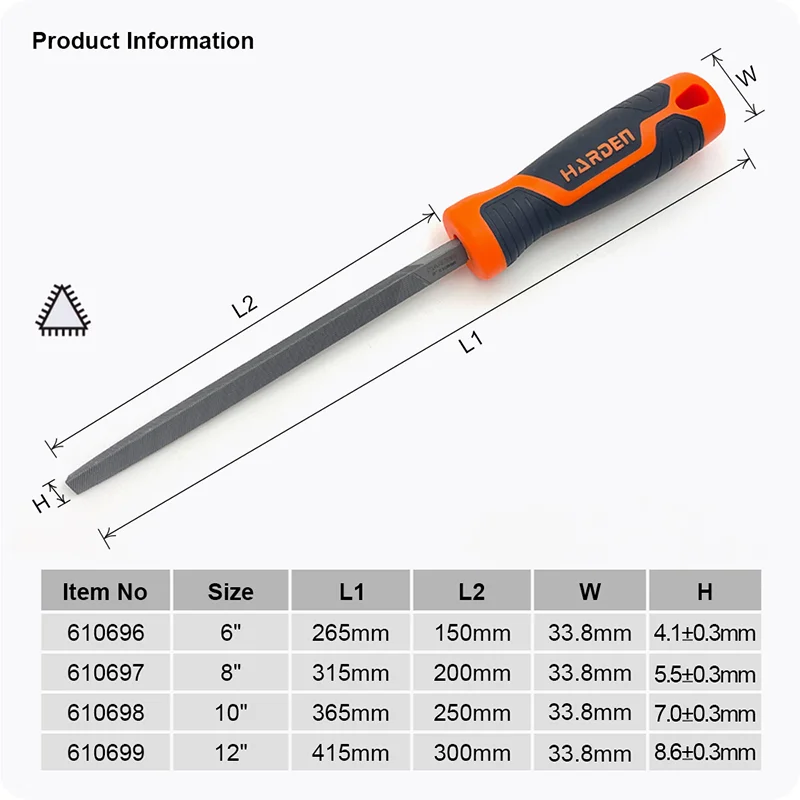 LIMA TRIANGULAR PARA ACERO — LIMA TRIANGULAR PARA ACERO 8" - HARDEN