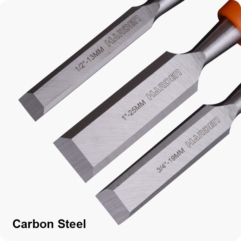 JUEGO DE CINCELES PARA MADERA — JUEGO DE CINCELES PARA MADERA 3PZS 13mm (1/2), 19mm (3/4), 25mm (1") - HARDEN