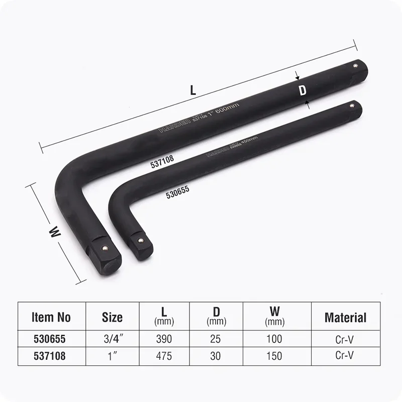 EXTENSION DE BARRA EN "L" — EXTENSION DE BARRA EN "L" PARA SOCKET (DADO) 1/2 x 250mm - HARDEN