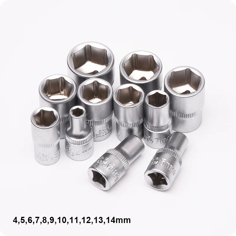 JUEGO DE DADOS 1/4 CORTOS 6PTS — JUEGO DE DADOS (SOCKET) CON RATCHET Y EXTENSION 13PZS 1/4" - HARDEN