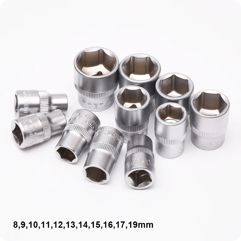 JUEGO DE DADOS 3/8 CORTO 6PTS — JUEGO DE DADOS (SOCKET) CON RATCHET Y EXTENSION 13PZS 3/8" - HARDEN