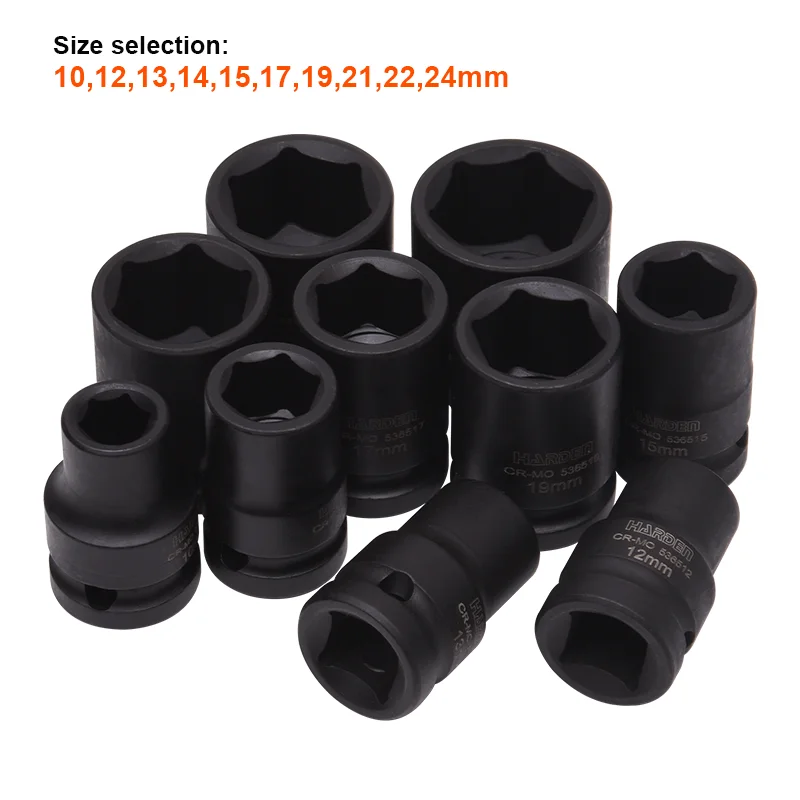 JUEGO DE DADOS DE IMPACTO 1/2 CORTOS — JUEGO DE DADOS DE IMPACTO 1/2" CORTOS 10PZS - HARDEN