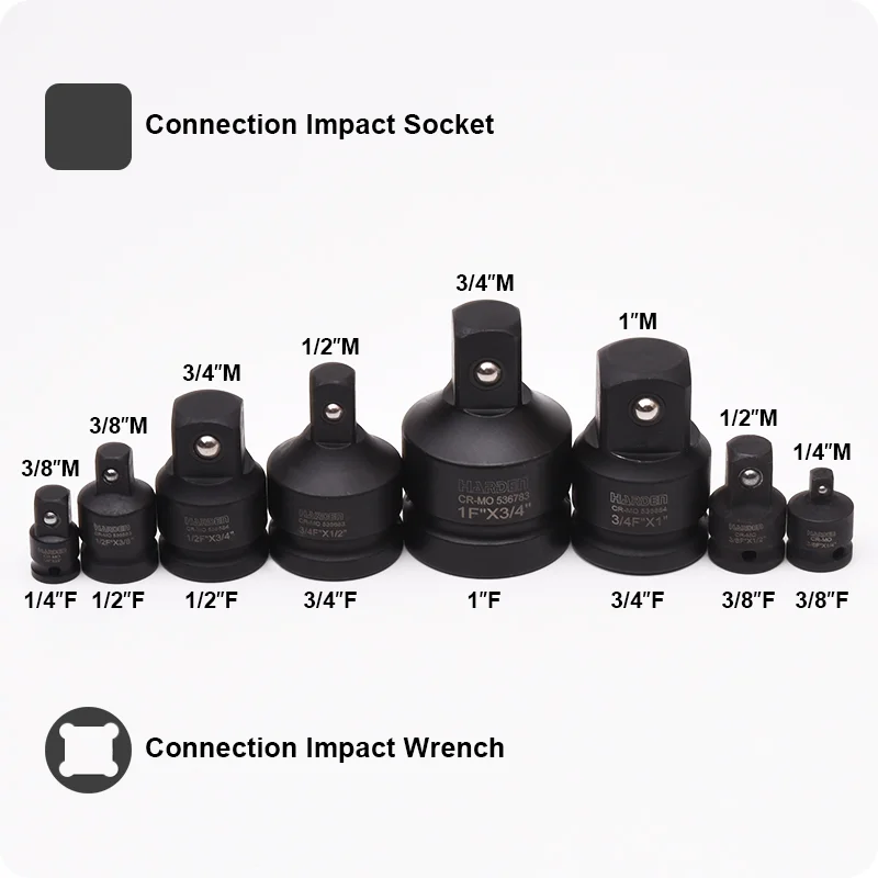 JUEGO DE ADAPTADORES PARA DADOS — JUEGO DE ADAPTADORES DE SOCKET (DADOS) DE IMPACTO 8PZS - HARDEN