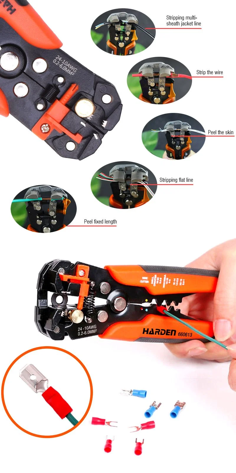 SEPARADOR DE CABLE — PINZA PELADOR DE CABLE AUTOMATICA 205mm HARDEN