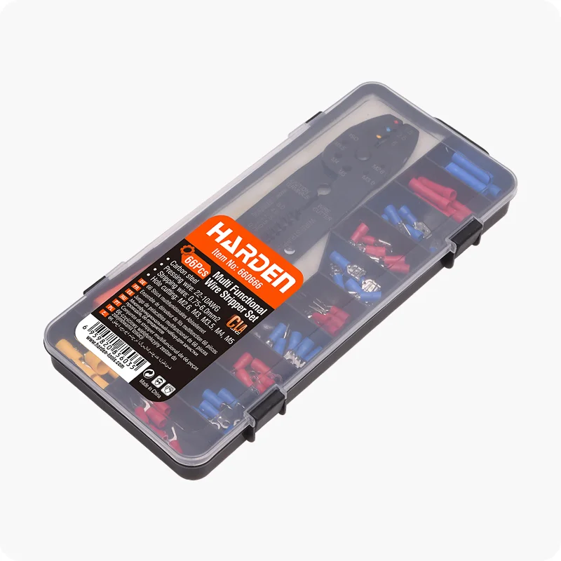 HERRAMIENTA MULTIFUNCIONAL PARA CABLE — JUEGO DE HERRAMIENTA MULTIFUNCIONAL P/ TERMINALES 66PZS - HARDEN
