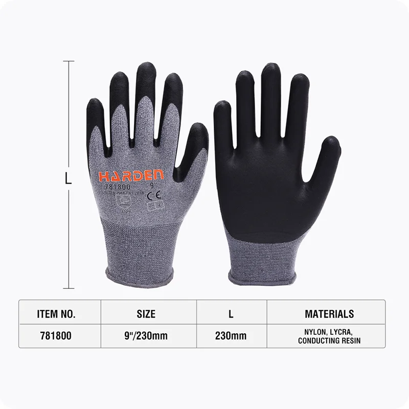 GUANTES DE NITRILO — GUANTE DE NITRILO P/ PANTALLA TACTIL 9" (PAR) - HARDEN