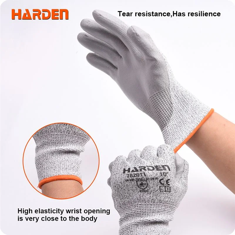 GUANTES ANTICORTE — GUANTE ANTICORTE DE HPPE SIN COSTURA CON PALMA DE POLIURETANO 10" (PAR) - HARDEN