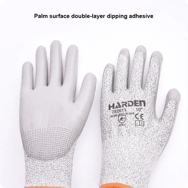 GUANTES ANTICORTE — GUANTE ANTICORTE DE HPPE SIN COSTURA CON PALMA DE POLIURETANO 10" (PAR) - HARDEN