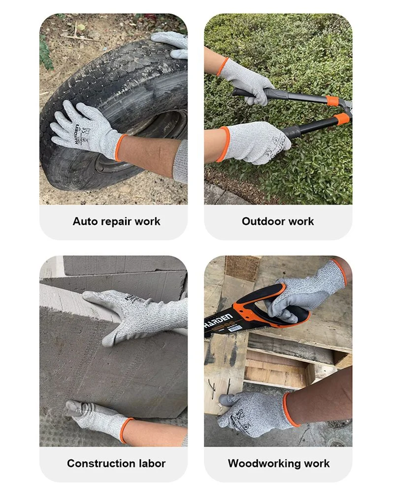 GUANTES ANTICORTE — GUANTE ANTICORTE DE HPPE SIN COSTURA CON PALMA DE POLIURETANO 10" (PAR) - HARDEN