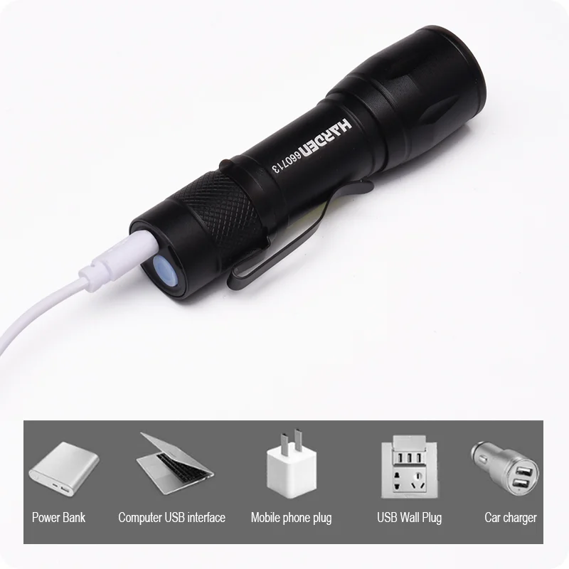 LINTERNA ESTÁNDAR — LINTERNA DE TRABAJO DE ALUMINIO RECARGABLE 3W - HARDEN