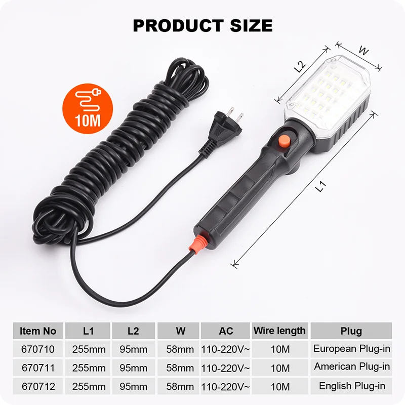 LAMPARA DE TRABAJO — LAMPARA DE TRABAJO LED 10W 600LN CABLE DE 10M - HARDEN