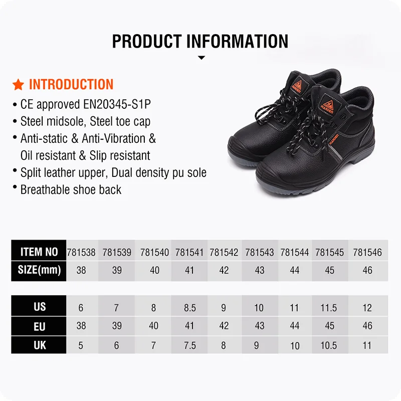 BOTAS DE SEGURIDAD — BOTA DE SEGURIDAD TALLA 38 - HARDEN