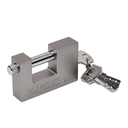 CANDADO RECTANGULAR DE ACERO — CANDADO RECTANGULAR DE ACERO CON CILINDROS DE BRONCE 90mm - HARDEN