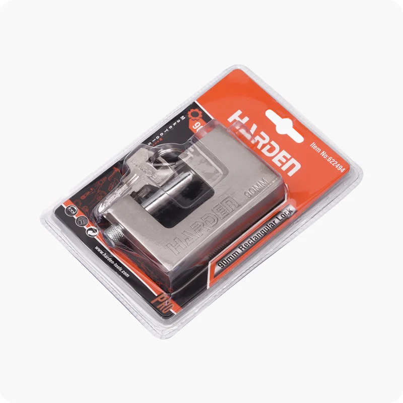 CANDADO RECTANGULAR DE ACERO — CANDADO RECTANGULAR DE ACERO CON CILINDROS DE BRONCE 90mm - HARDEN