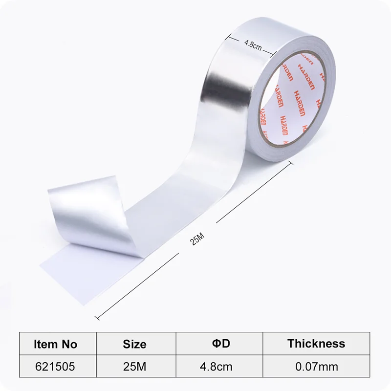 TAPE DE ALUMINIO — TAPE ADHESIVO DE ALUMINIO 4.8CM X 25M - HARDEN