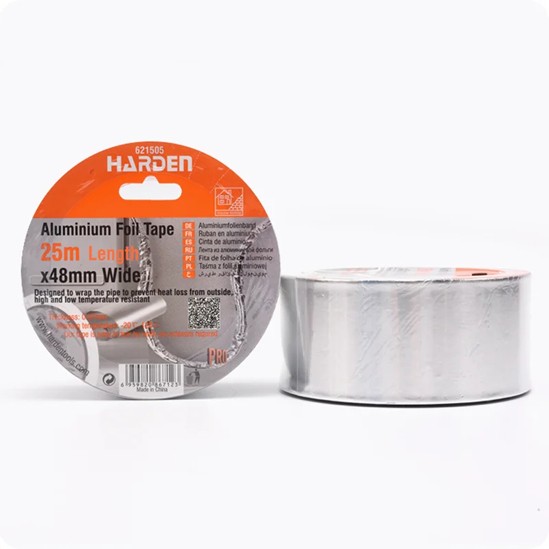 TAPE DE ALUMINIO — TAPE ADHESIVO DE ALUMINIO 4.8CM X 25M - HARDEN
