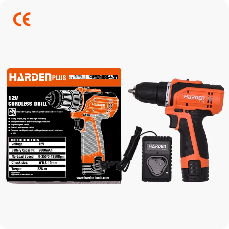 TALADRO ROTATIVO 3/8 — TALADRO ATORNILLADOR INALAMBRICO 12V 3/8 CON BATERIA Y CARGADOR - HARDEN