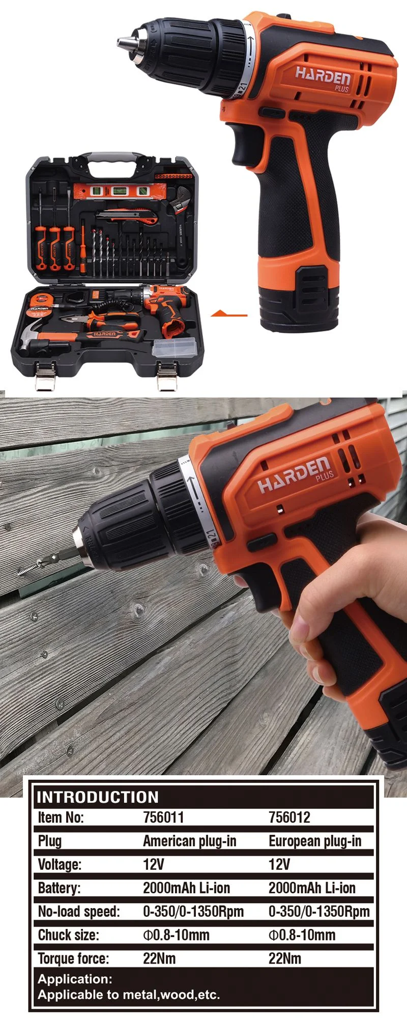 TALADRO ROTATIVO 3/8 — TALADRO ATORNILLADOR INALAMBRICO 12V 3/8 CON BATERIA Y CARGADOR - HARDEN