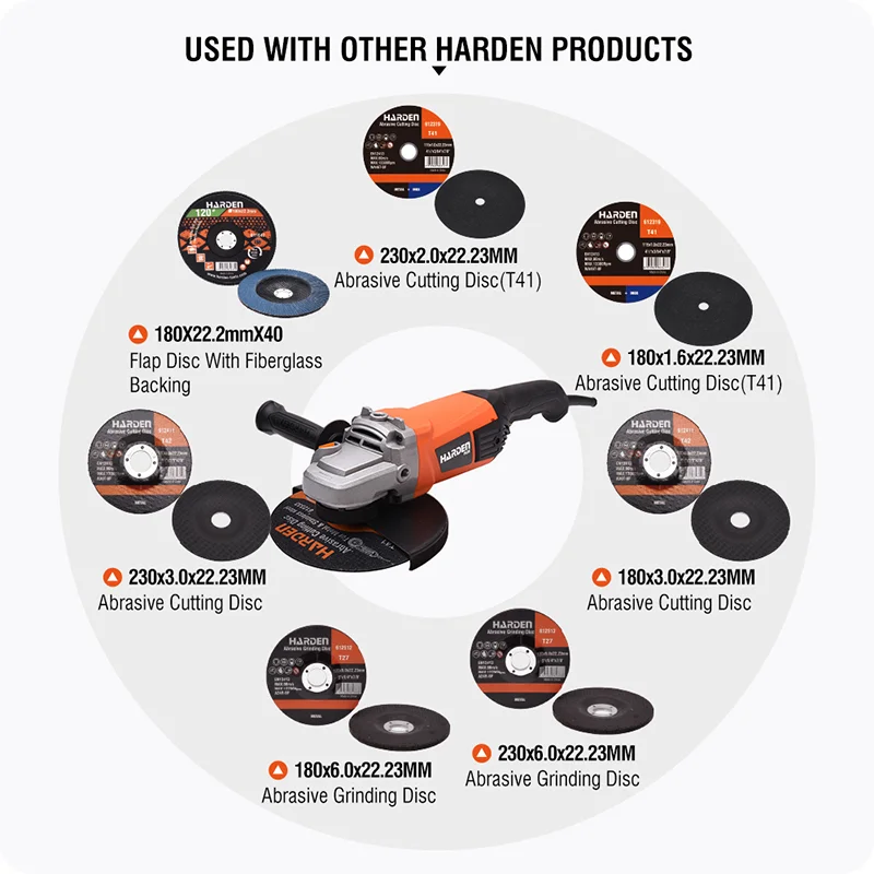 FLEXIBLE DE 9" — ESMERILADORA ANGULAR (FLEXIBLE) 9" 2.200W 8.500RPM - HARDEN