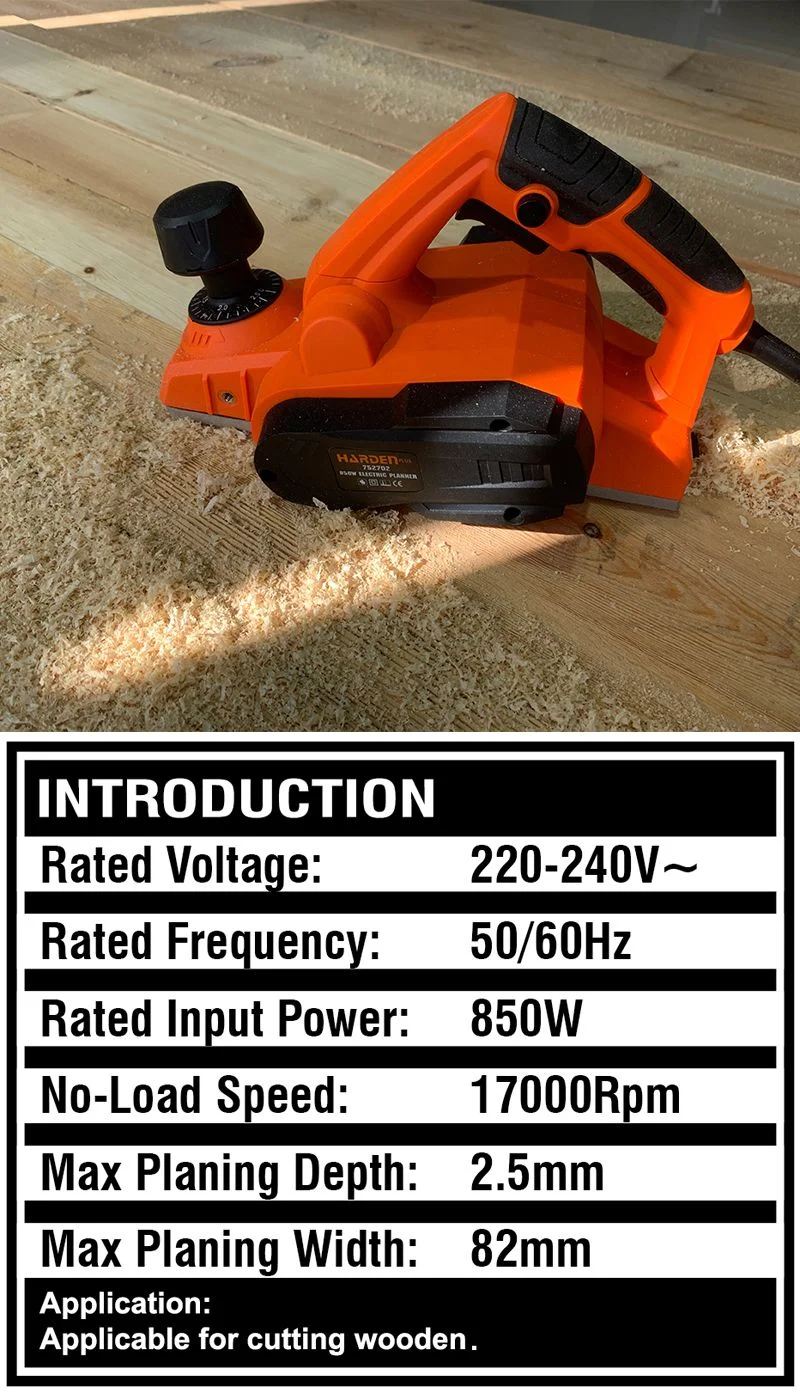 CEPILLADORA ESTÁNDAR — CEPILLO ELECTRICO PARA MADERA 850W 16.000RPM - HARDEN