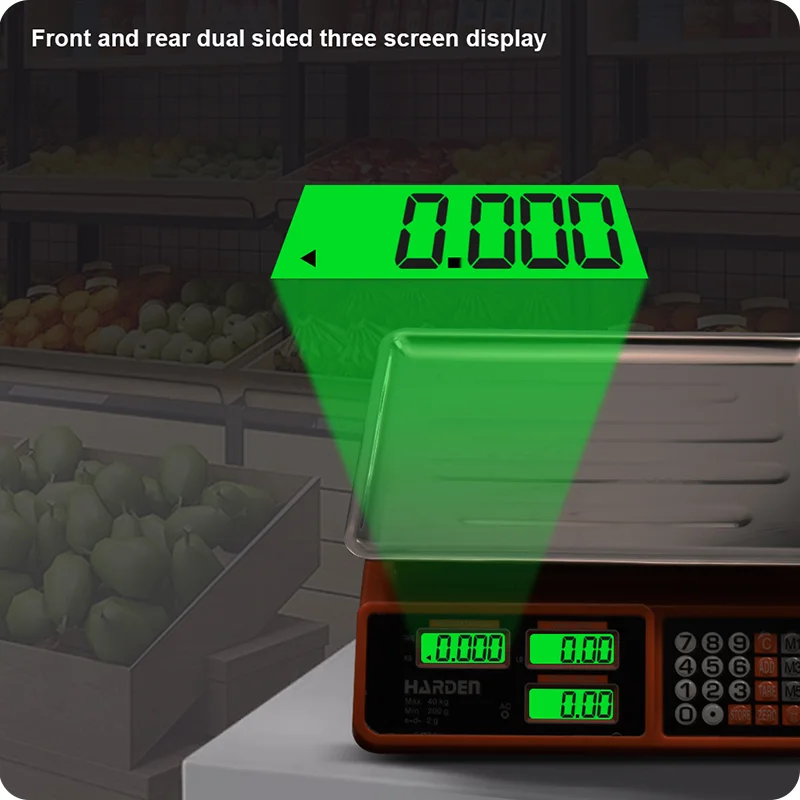 BASCULA ELECTRONICAS — BALANZA ELECTRONICA P/ PRECIOS 40KG (88LB) BANDEJA INOX410 340x240mm - HARDEN