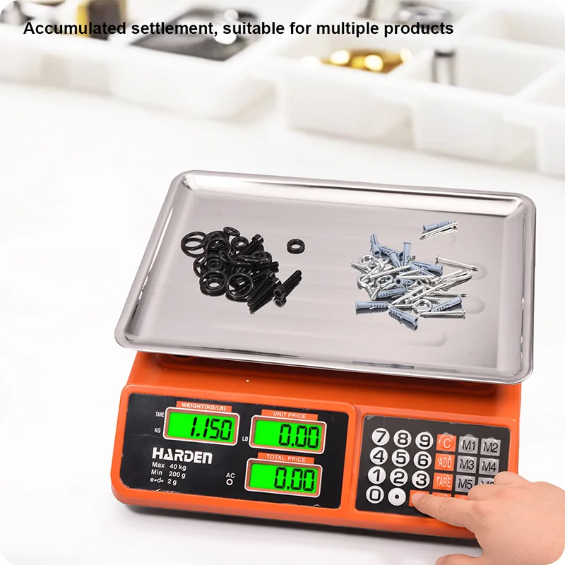 BASCULA ELECTRONICAS — BALANZA ELECTRONICA P/ PRECIOS 40KG (88LB) BANDEJA INOX410 340x240mm - HARDEN