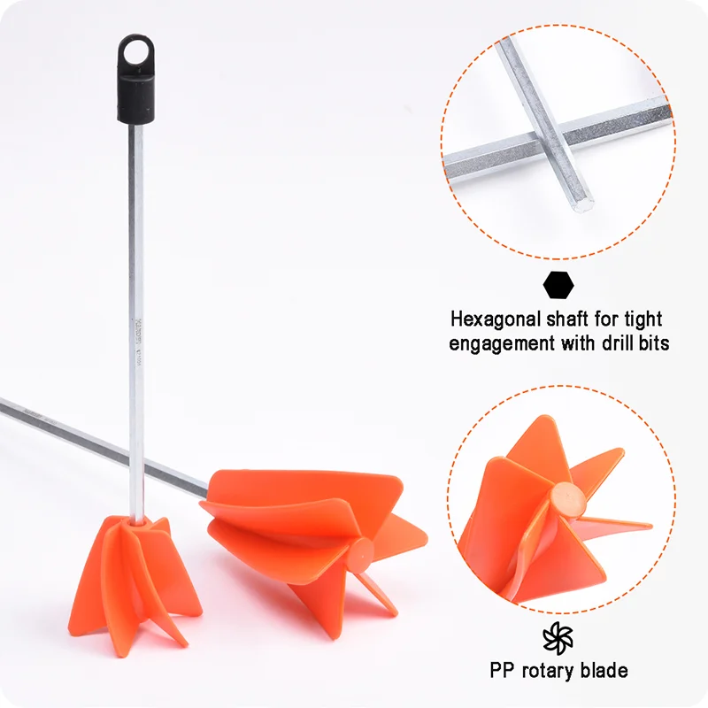 MEZCLADOR DE PINTURA — BARRA MEZCLADORA PARA PINTURA CABEZA DE POLIPROPILENO 290mm (11") VASTAGO HEXAGONAL - HARDEN