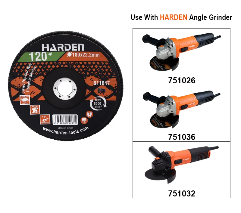 DISCO FLAP (1.000 HOJAS) — DISCO FLAP CURVO (1.000 HOJAS) 4-1/2" (115mm) 40# - HARDEN