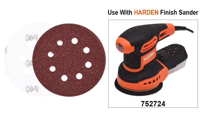 LIJA REDONDE CON VELCRO — LIJA REDONDA CON VELCRO 125mm  #40  EMPAQUE DE 10 -  HARDEN