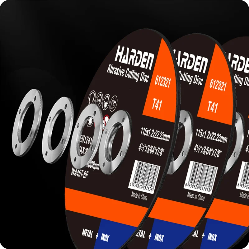 DISCO DE CORTE PLANO PARA METAL — DISCO DE CORTE DE METAL Y ACERO INOX PLANO T41 115mm (4-1/2) X 22.2mm (7/8") X 1.0mm ULTRA FINO - HARDEN