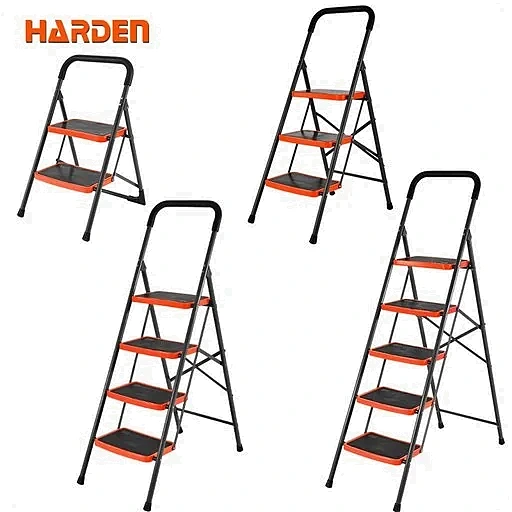ESCALERA PLEGABLES DE ACERO — ESCALERA PLEGABLE DE ACERO CARGA 150Kg 2 PELDAÑOS - HARDEN