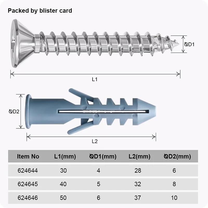ANCLAJE PLASTICO TIPO FISHER "S" — SET DE ANCLAJE PLASTICO TIPO FISCHER "S" C/ TORNILLO M6 x 30 14 PARES - HARDEN