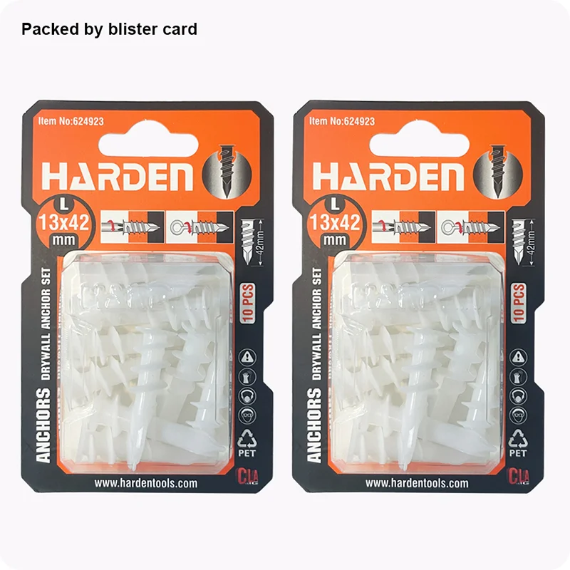 ANCLAJE DE NYLON PARA GYPSUM — SET DE ANCLAJE DE NYLON PARA GYPSUM #6 (M13x42) 10 UND - HARDEN
