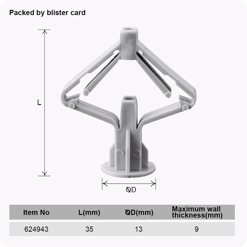 ANCLAJE DE NYLON P/ PARED HUECA TIPO MARIPOSA — SET DE ANCLAJES DE NYLON P/ PARED HUECA TIPO MARIPOSA M4x35 11 UND - HARDEN