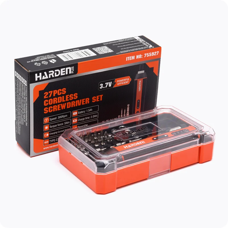 DESTORNILLADOR INALAMBRICO — DESTORNILLADOR INALAMBRICO DE PUNTAS INTERCAMBIABLES 27PZS - HARDEN